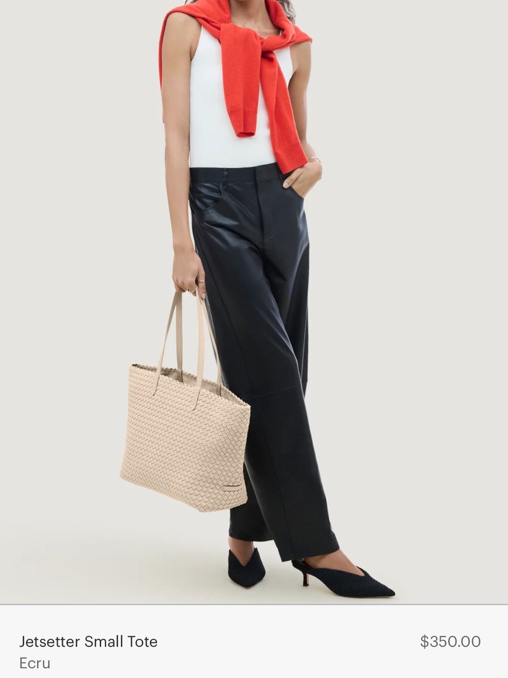 Naghedi Ecru Woven Tote Bag - Jetsetter Small Tote - Picture 3 of 15
